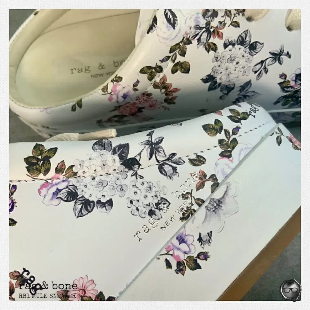 RAG & BONE RB1 MULE SLIP ON PATFORM SNEAKER IN GARDEN FLORAL WOMEN’S SIZE 7.5